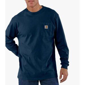 Carhartt Men's K126 Workwear Jersey Pocket Long-Sleeve Shirt Sz XL Navy